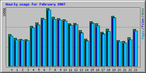 Hourly usage for February 2007